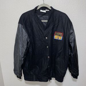 VTG HBO Men’s Snap On Wool Blend Leather Jacket Size XL Black